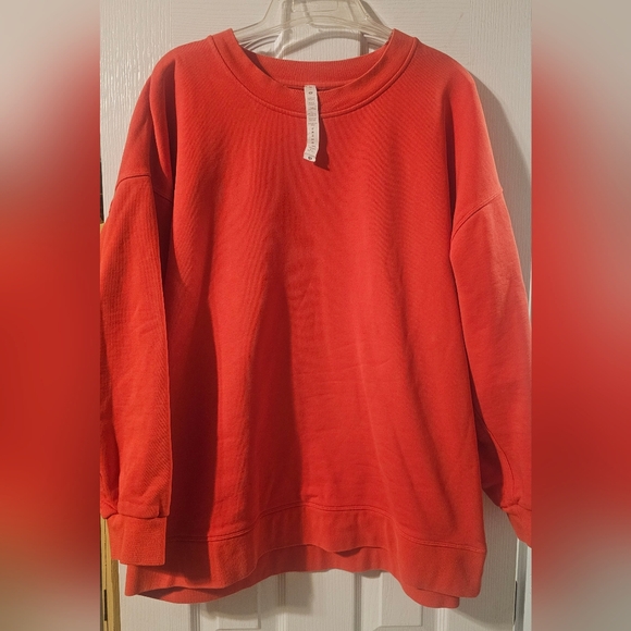 lululemon athletica Tops - Lululemon Perfectly Oversized Crew in a vibrant red or orange color Size 14
